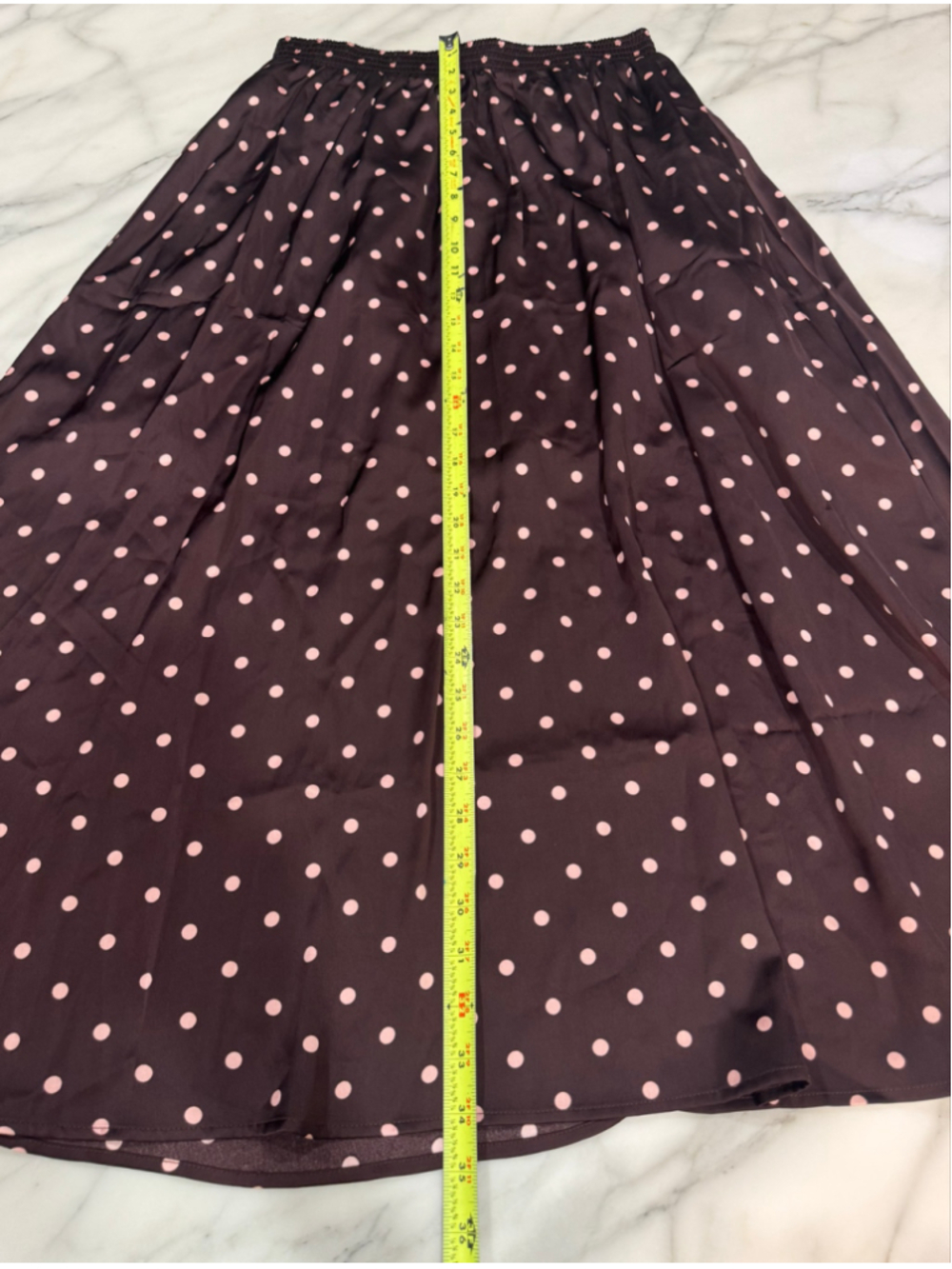 Commense Brown Polka Dot Midi Skirt Top Set Size M 90s Minimalist Elevated - Picture 11 of 11